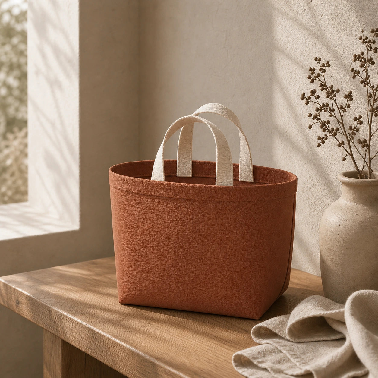 PLANEA Clay mini canvas tote lifestyle concept visual