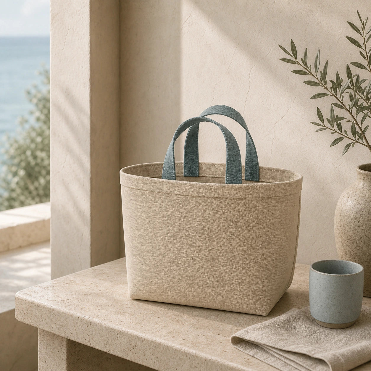 PLANEA Dune mini canvas tote lifestyle concept visual
