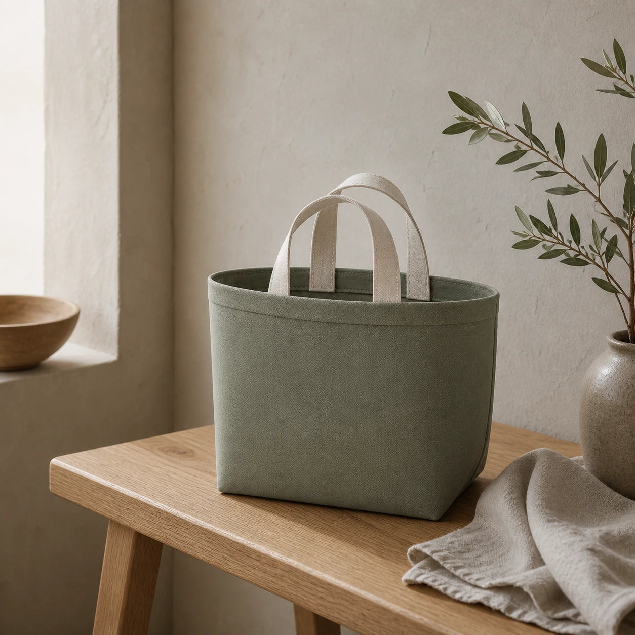 PLANEA Moss mini canvas tote lifestyle concept visual