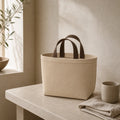 PLANEA Sandstone mini canvas tote lifestyle concept visual