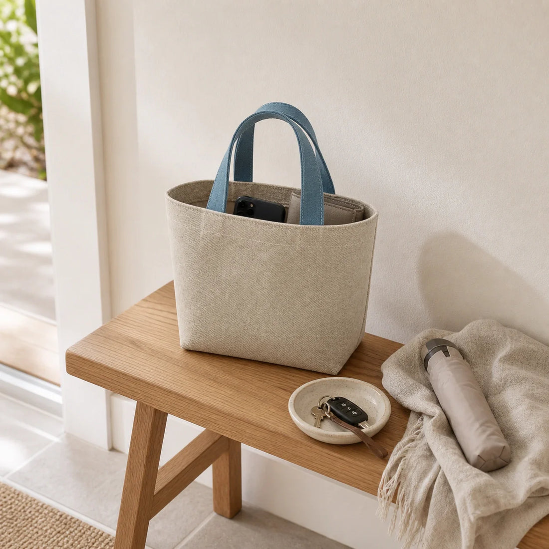 PLANEA Dune mini canvas tote, front view on a white background