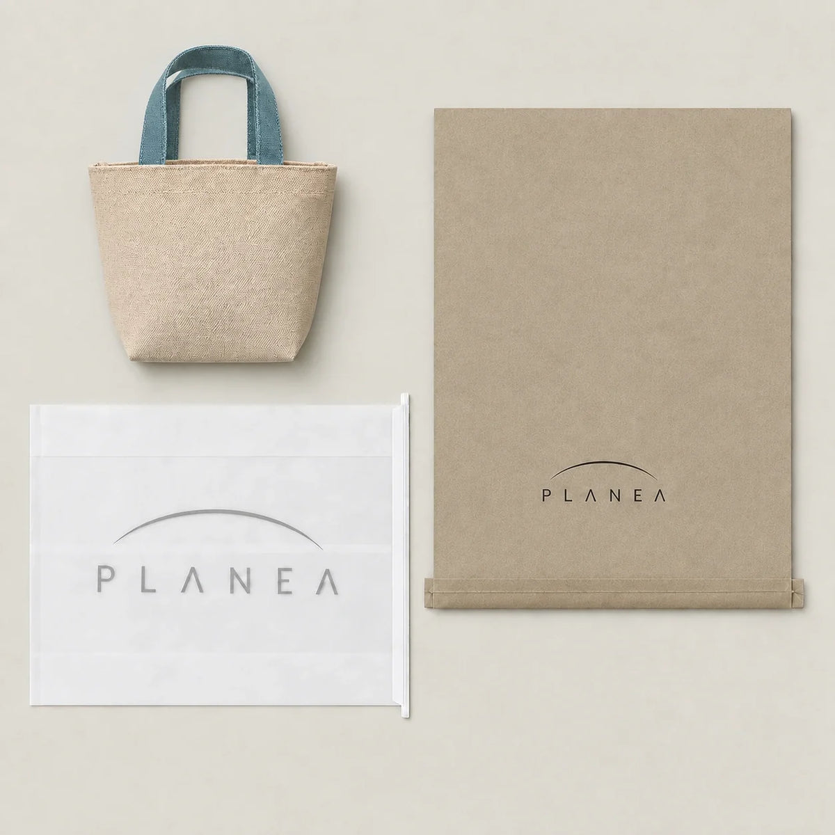 Dune Mini Canvas Tote with the original PLANEA packaging presentation.
