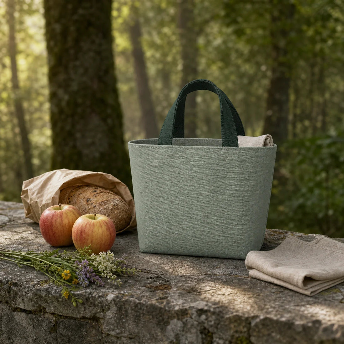 PLANEA Forest mini canvas tote on white background