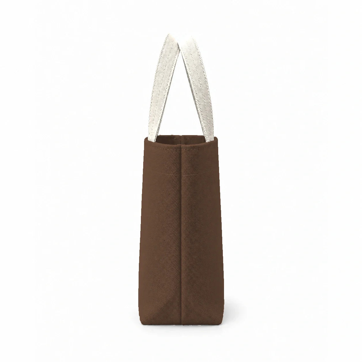 PLANEA Umber mini canvas tote side view on white background