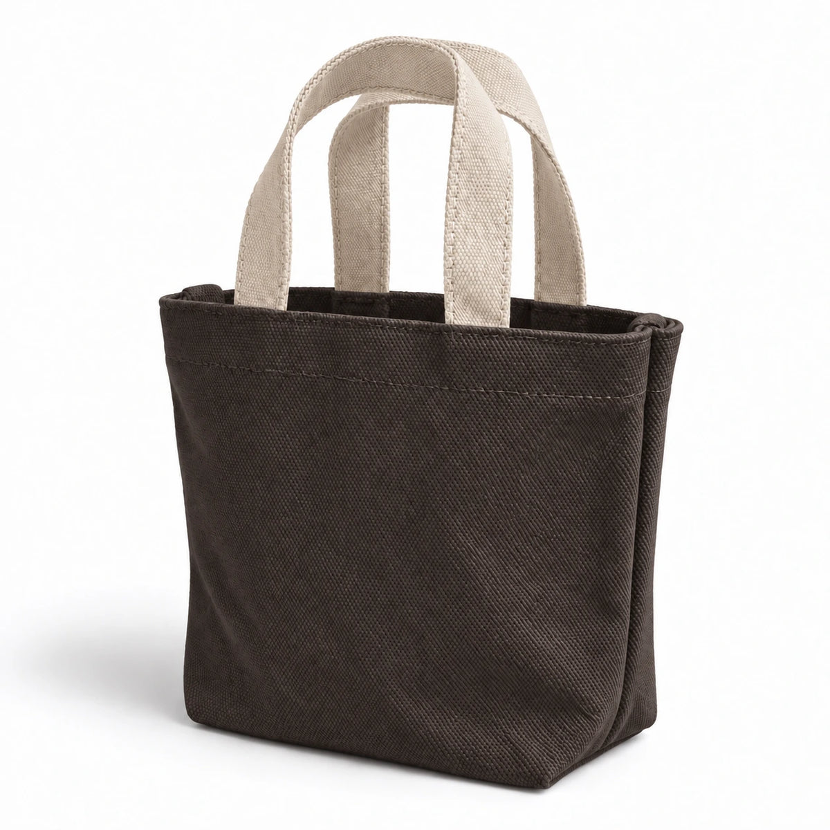 Umber Mini Canvas Tote — three-quarter front view on a white background.